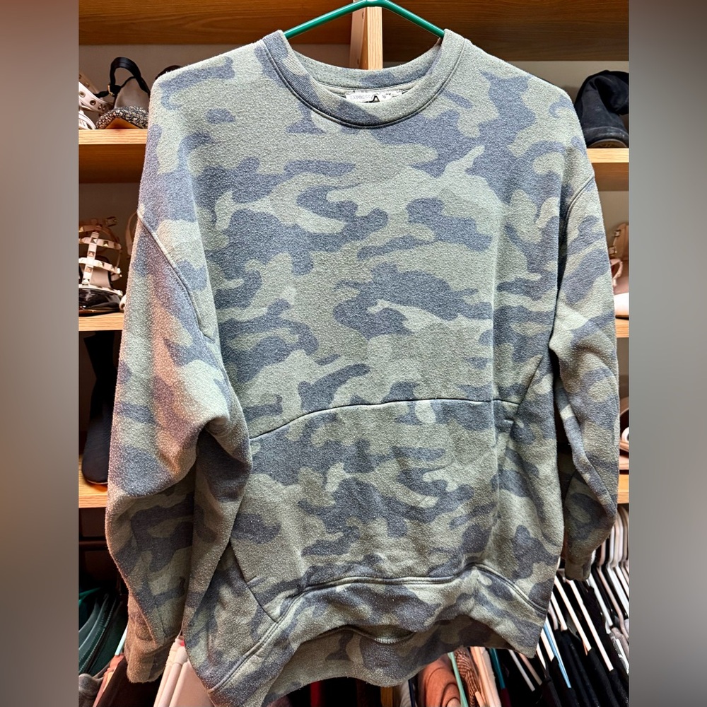 Express Army Green Camouflage Crewneck Sweater